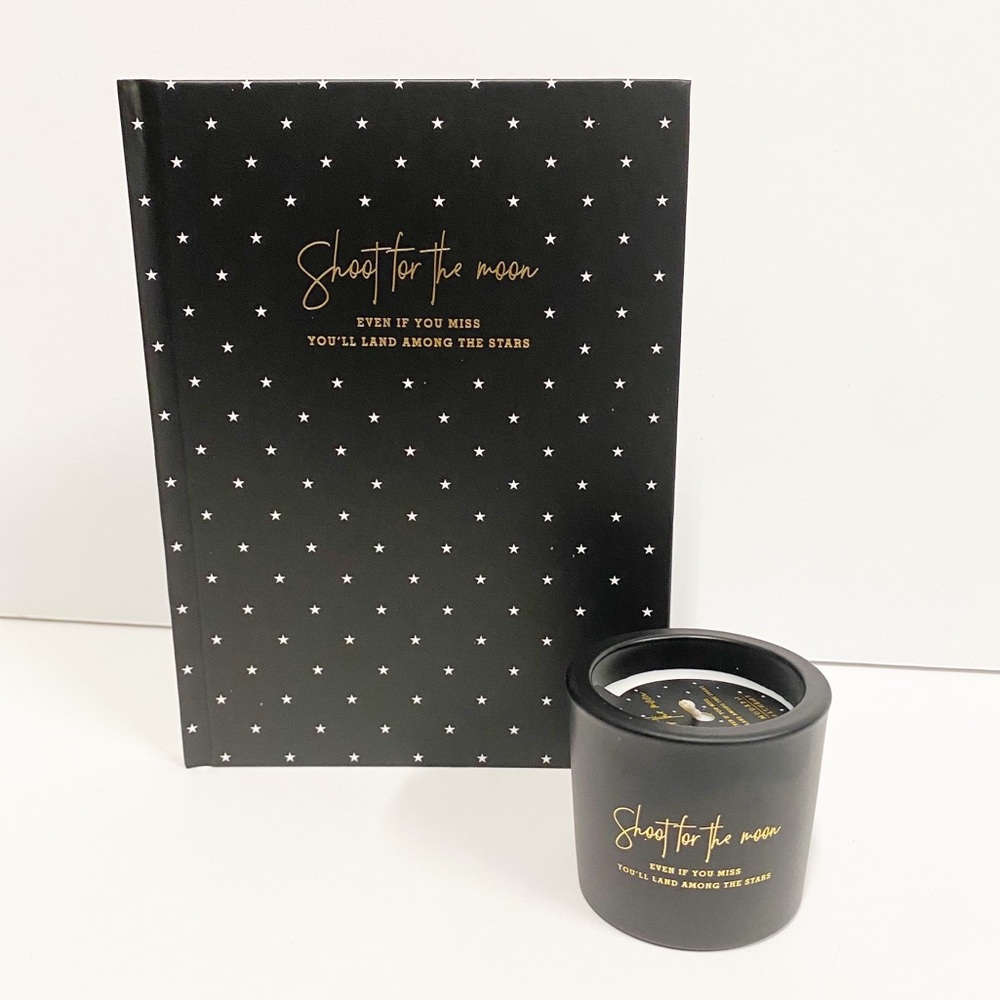 Modern Alchemy Black/Gold Notebook & Soy Candle Gift Set
